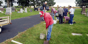 American Legion Post #318 installs  new flag pole bases at Prairie Hill Cemetery