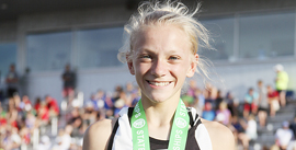 Gehl lands on the State platform in the 3200 Meter run