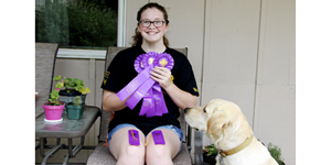 Buddy earns three grand  champion and two purple ribbons