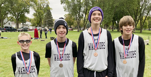 The junior high boys team all placed in the top 10 – even with running in 41 degree