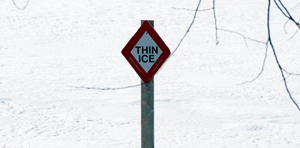 Check ice thickness  before fishing or playing